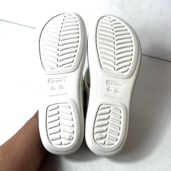 Crocs Dual Comfort Sandals Women's Sz 10 White Embellished Casual Thong Platform - Picture 8 of 8